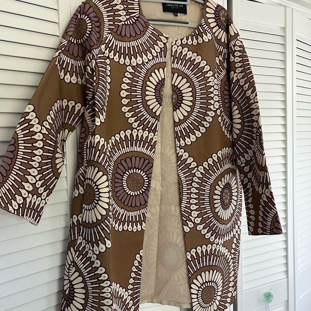 Lafayette 148 Brown and Cream Patterned Coat
